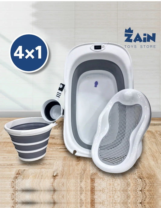 بانيو سيليكون بترمومتر1×4  | Silicone Baby Bathtub with Thermometer 4×1