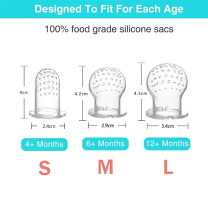 عضاضة ولهاية إطعام الفواكه سيليكون للأطفال بتصميم الأرنب مع 3 مقاسات | Silicone Baby Fruit Feeder Bunny Design with 3 Sacs (S, M, L)