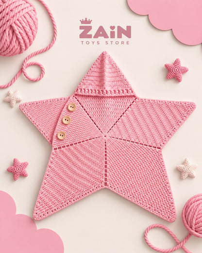 Baby Star Hug | بيجامة نجمة كروشيه للبيبي — Pink | وردي