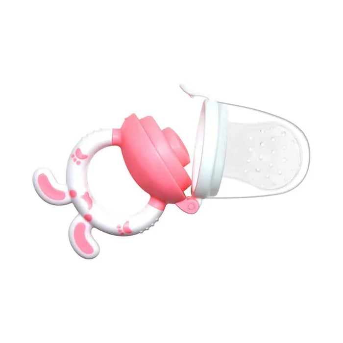 عضاضة ولهاية إطعام الفواكه سيليكون للأطفال بتصميم الأرنب مع 3 مقاسات | Silicone Baby Fruit Feeder Bunny Design with 3 Sacs (S, M, L)