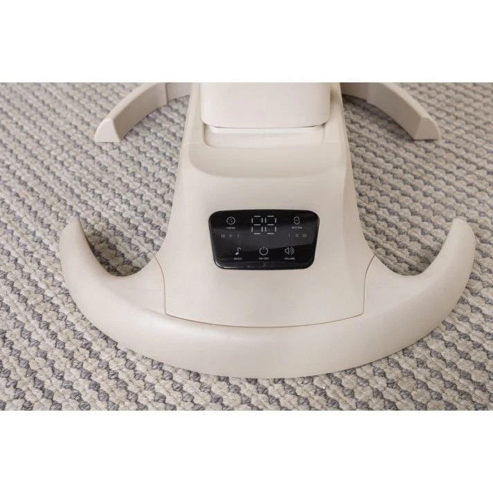 White electronic device with digital display on a textured surface
