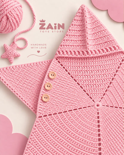Baby Star Hug | بيجامة نجمة كروشيه للبيبي — Pink | وردي